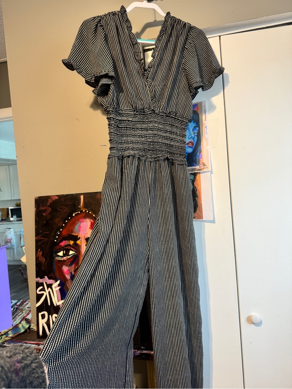 NWT Max Studio Cinch Waist Wide Leg Jumpsuit - Bell Sleeve - Medium - Picture 2 of 16